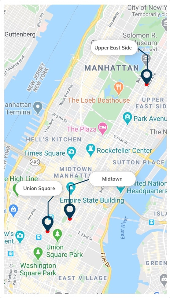 Map to Manhattan Primary Care Doctors
